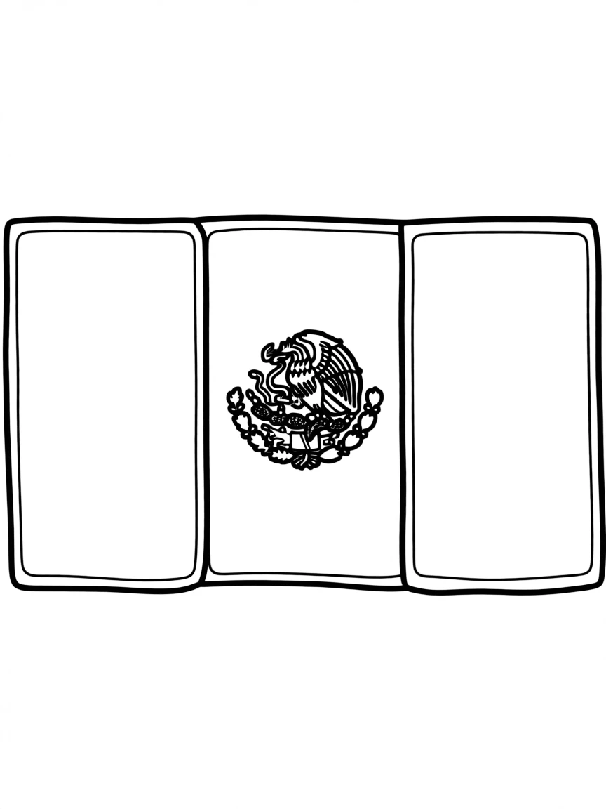 A simple outline of a Mexican flag.