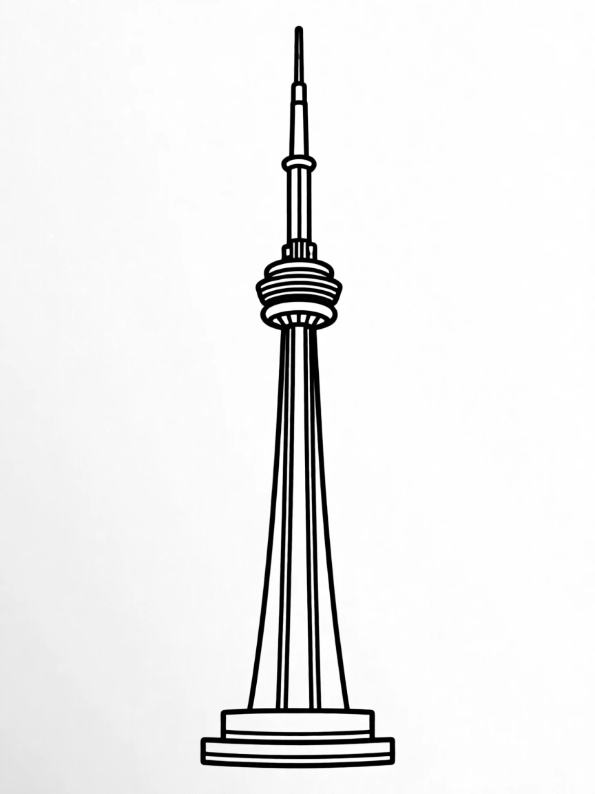 A simple outline of the CN Tower in Toronto, Canada.