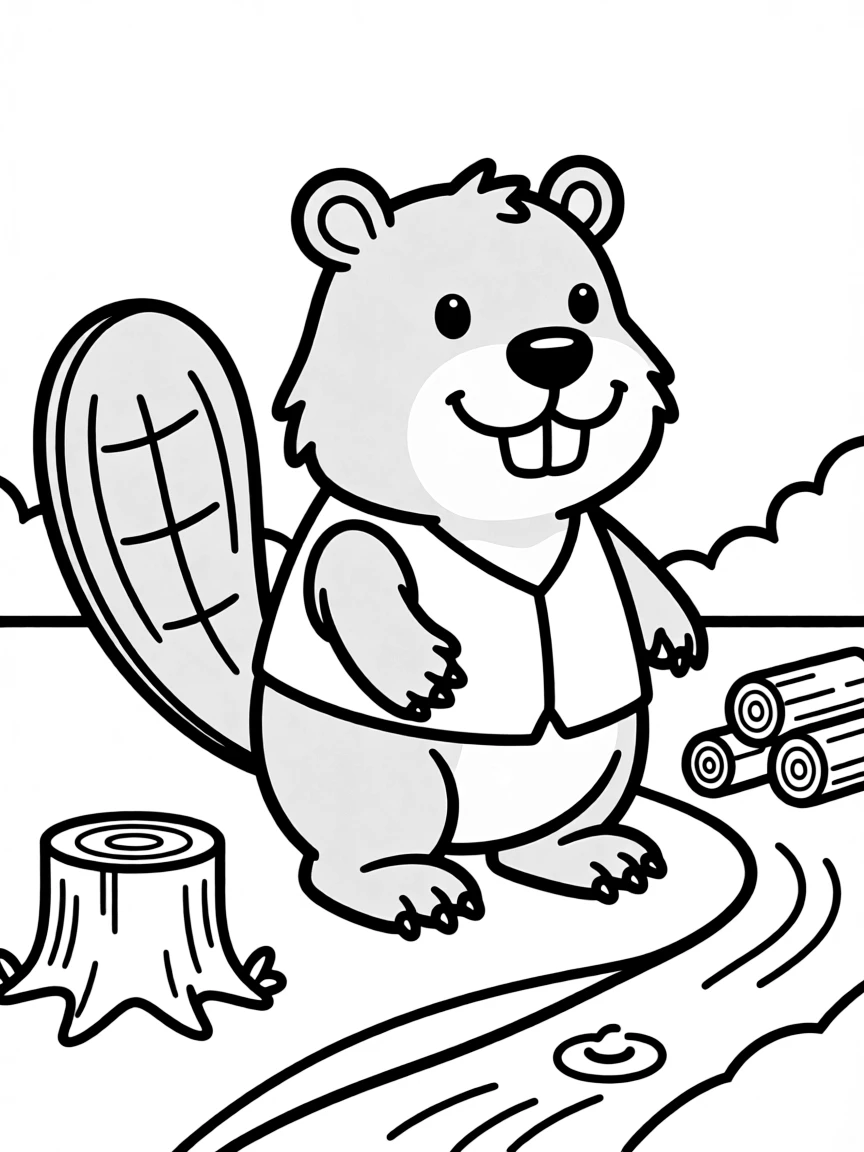 A drawing of a simplified beaver.