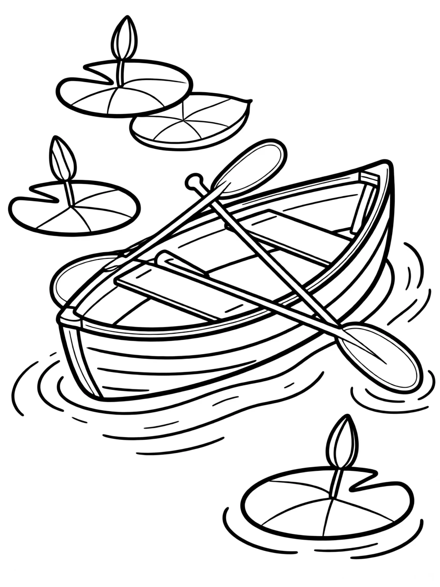 A cute drawing of a small red canoe.