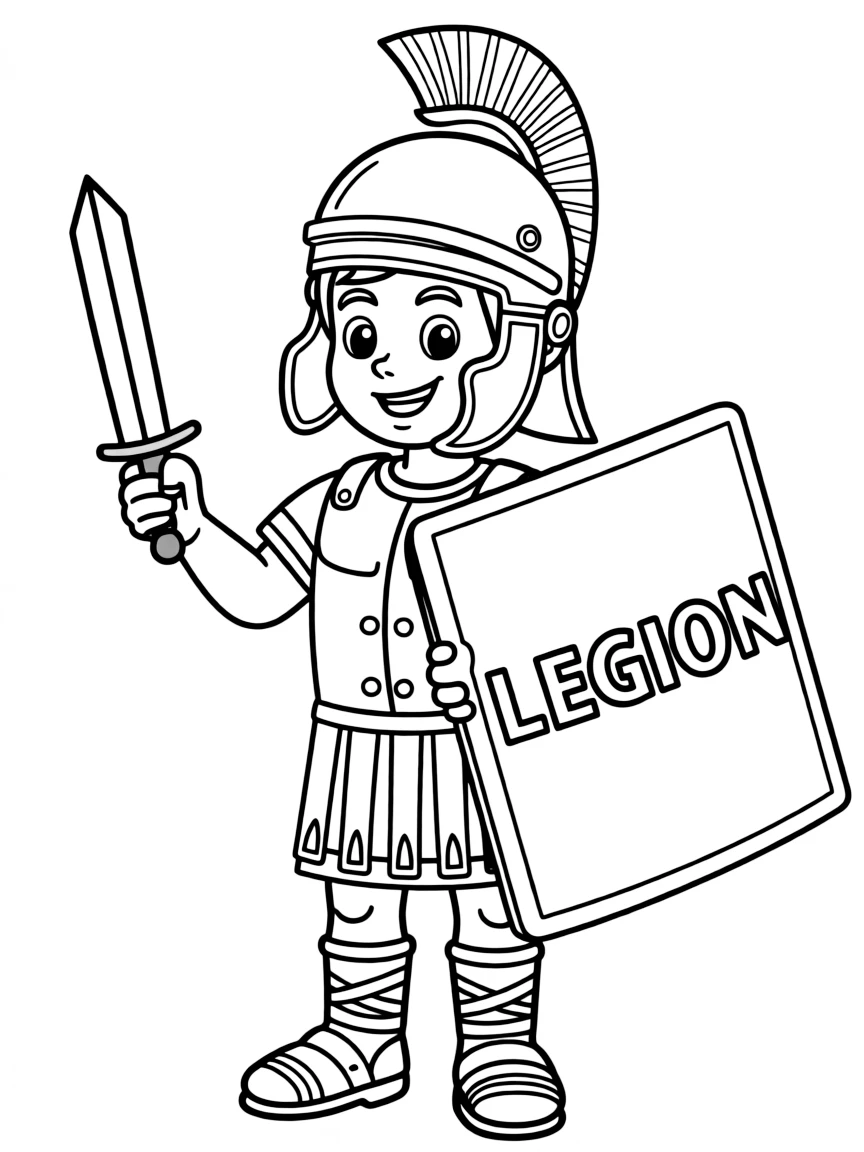 A cartoon-style drawing of a friendly Roman centurion.