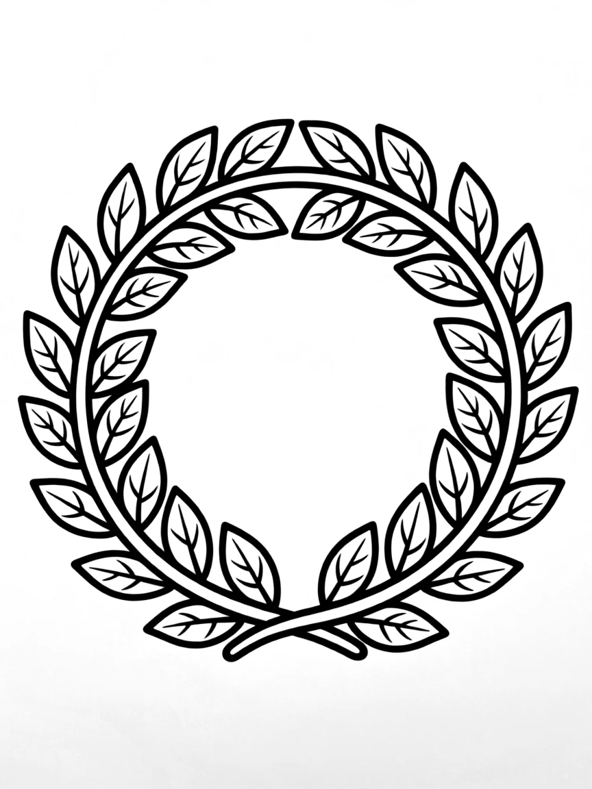 A drawing of a simplified laurel wreath.