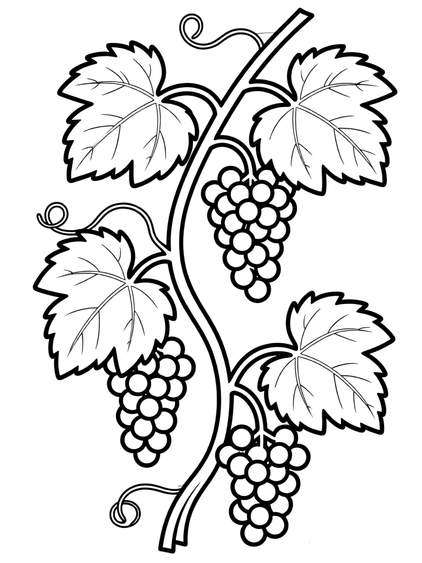 A simple outline of a grape vine.