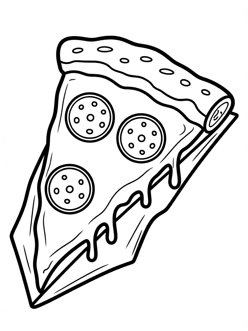 A cute drawing of a slice of New York style pizza.