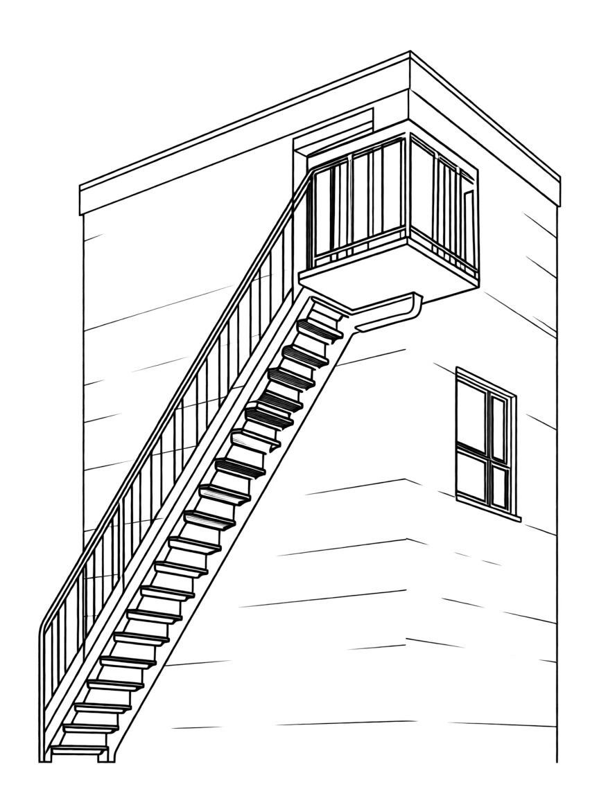 A simple outline of a fire escape.