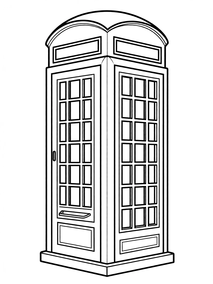 A simple outline of a red telephone booth.