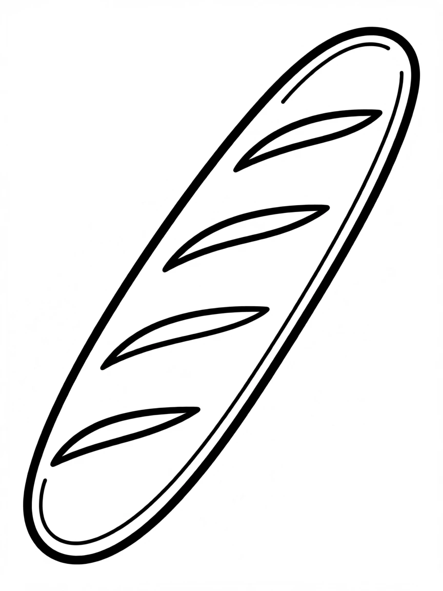 A simple outline of a French baguette.