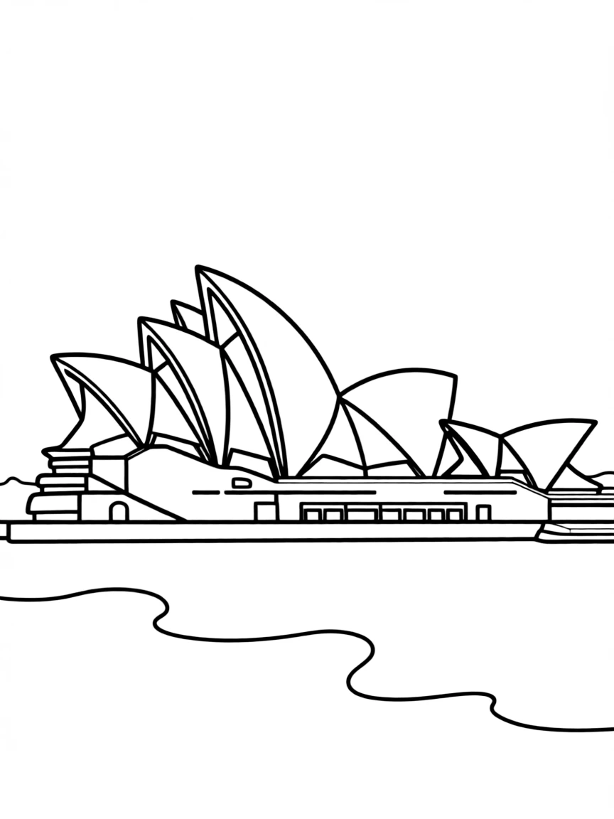 A simple outline of the Sydney Opera House, Sydney, Australia.