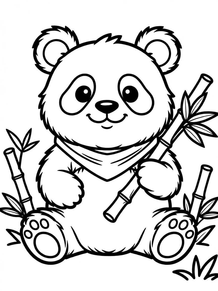 A cartoon-style drawing of a friendly panda.