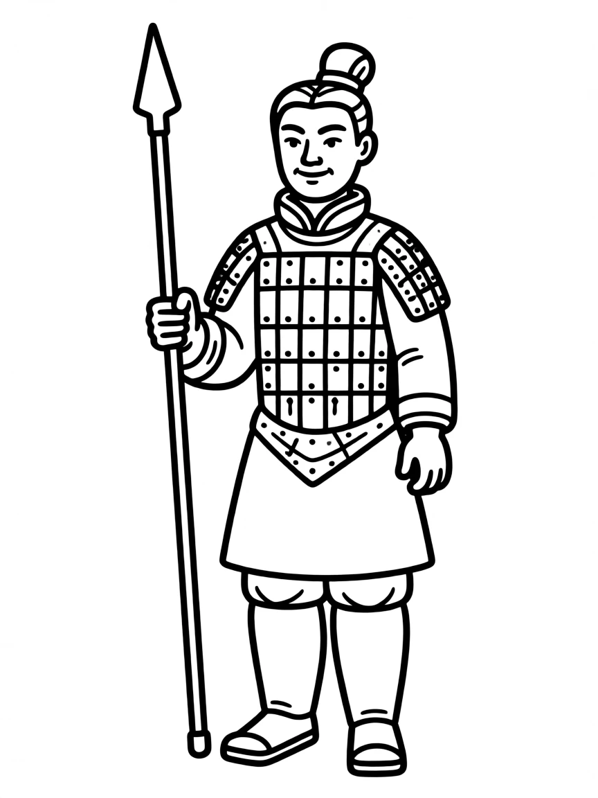 A drawing of a simplified Terracotta Army soldier.