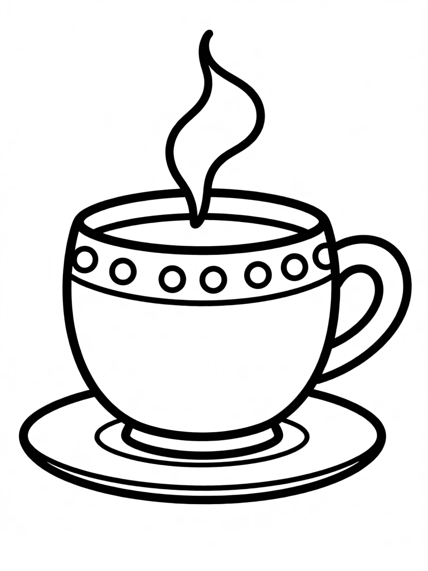 A cute drawing of a small teacup.