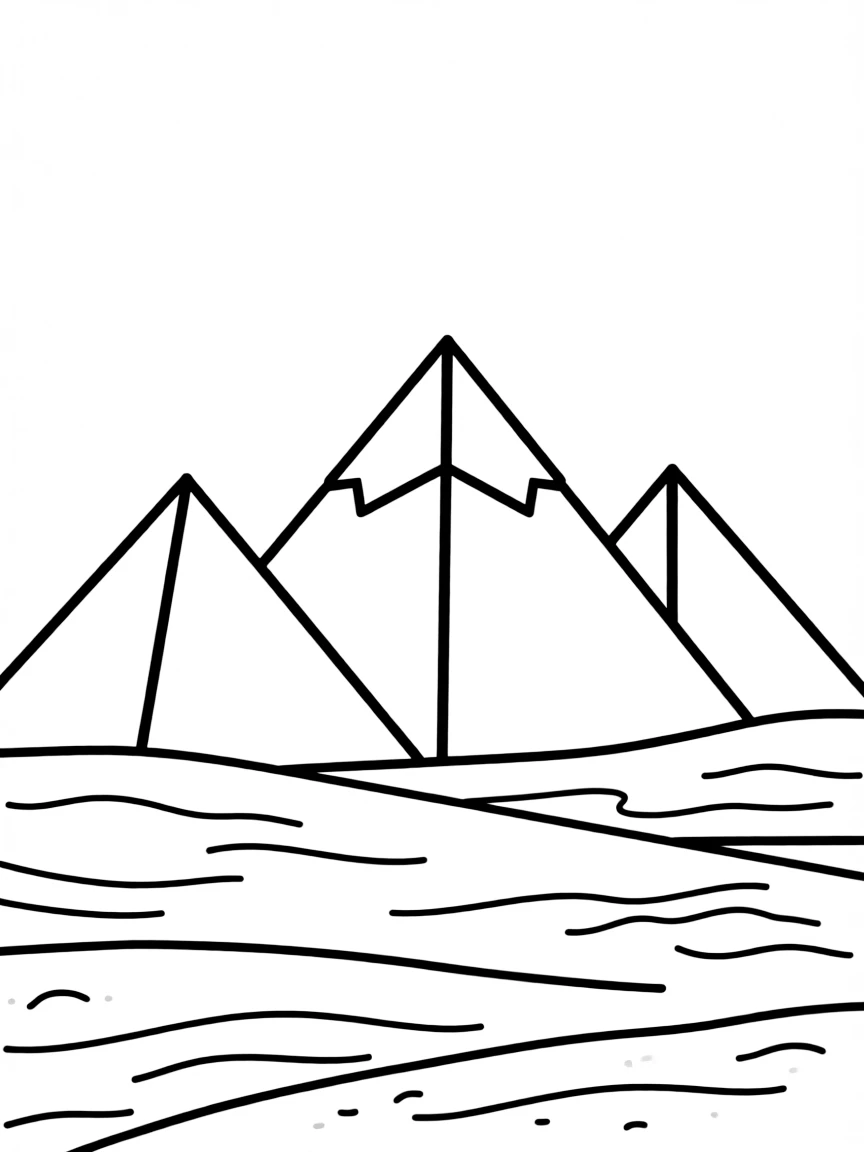 A simple outline of the Pyramids of Giza, Egypt.