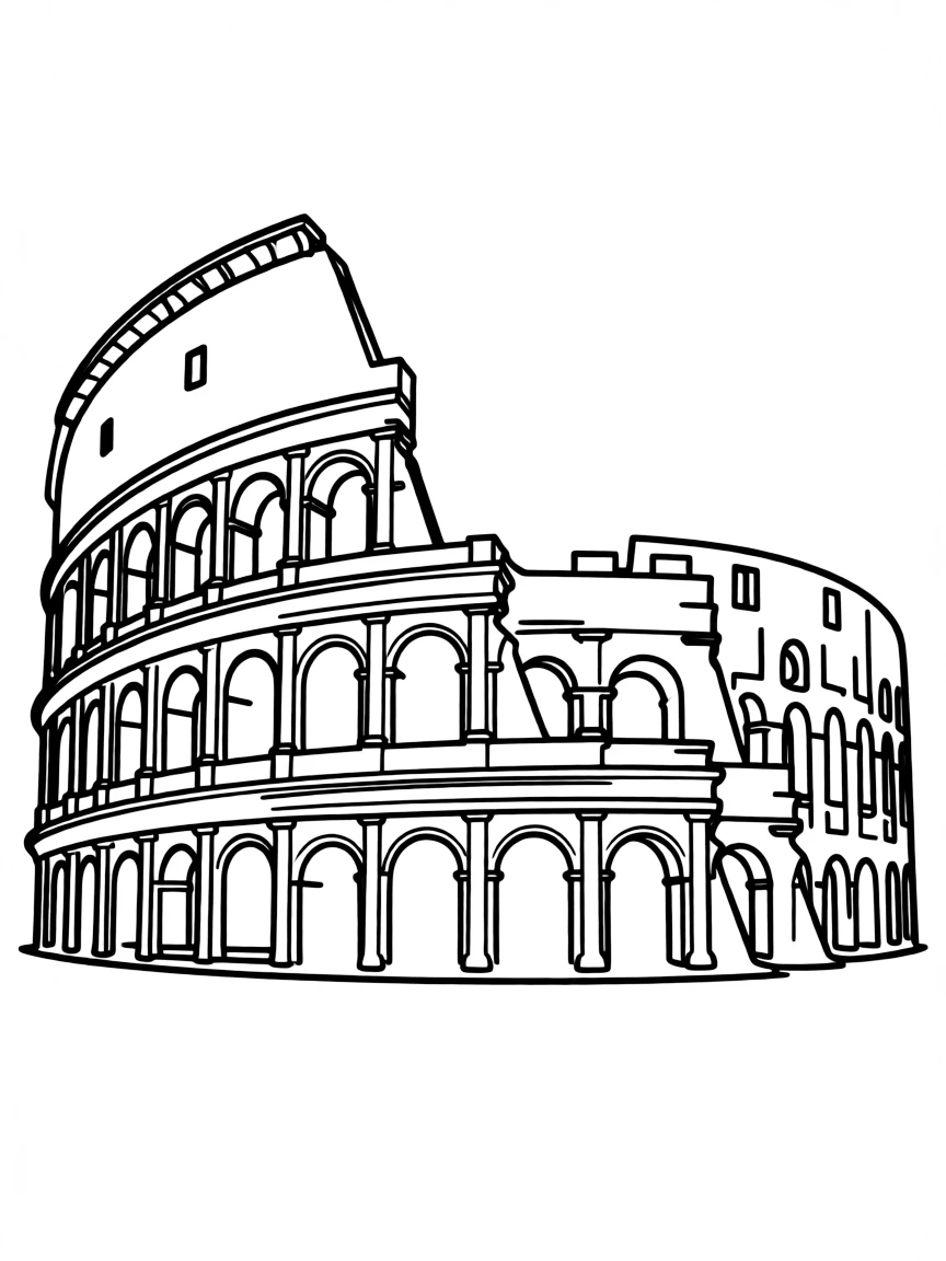 A simple outline of the Colosseum, Rome, Italy.