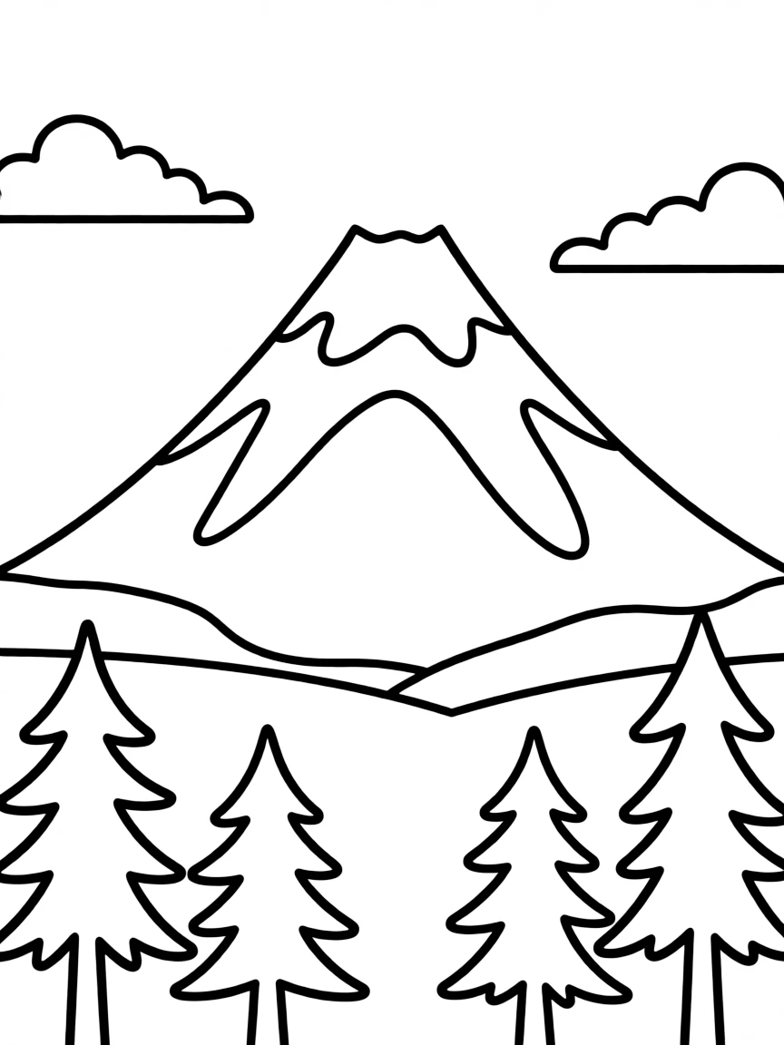 A simple outline of Mount Fuji, Japan.
