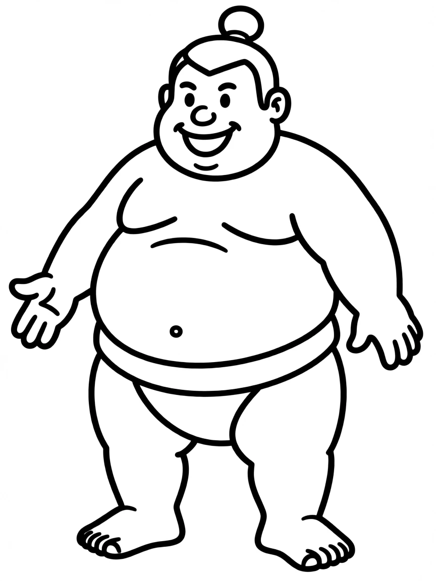 A cartoon-style drawing of a friendly sumo wrestler.
