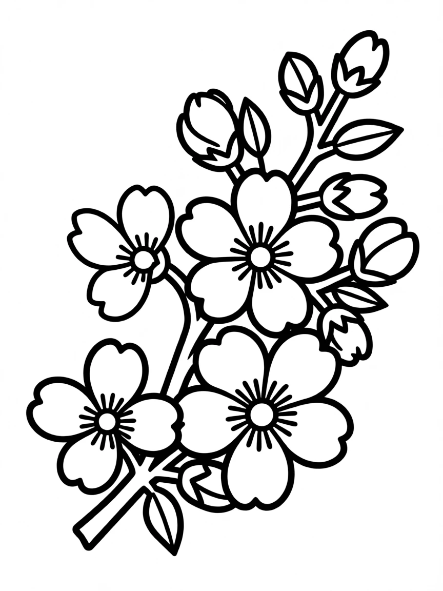 A simplified drawing of a cherry blossom.