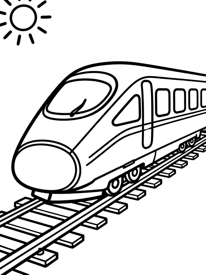 A drawing of a simplified bullet train.