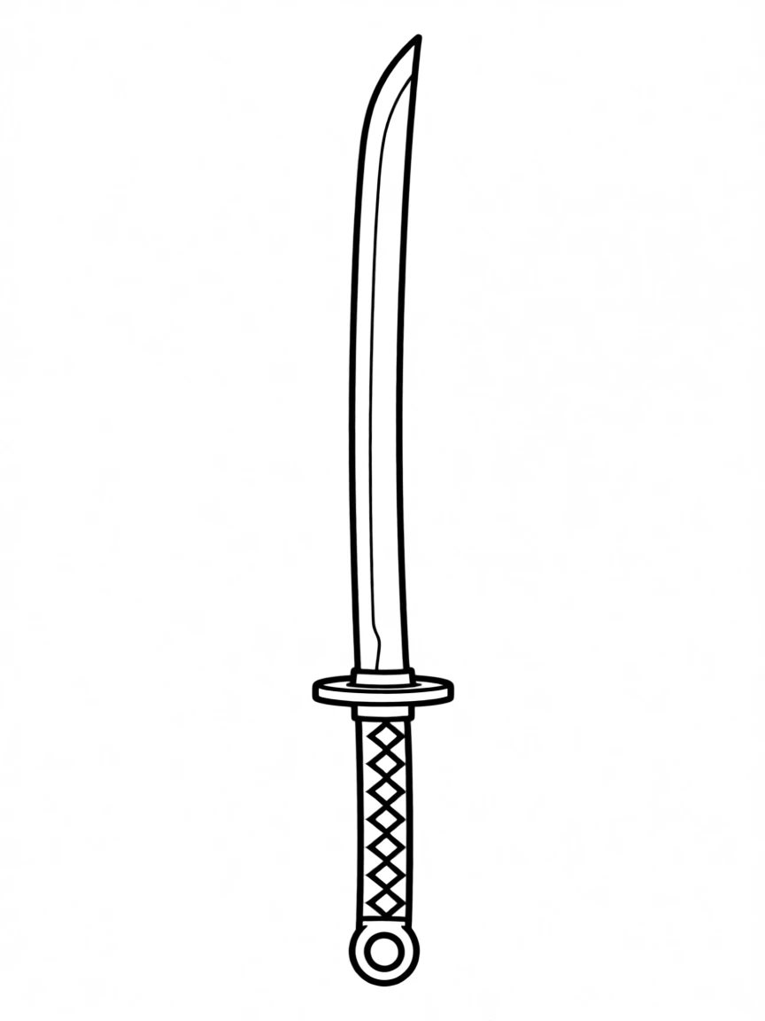 A simple outline of a katana sword.