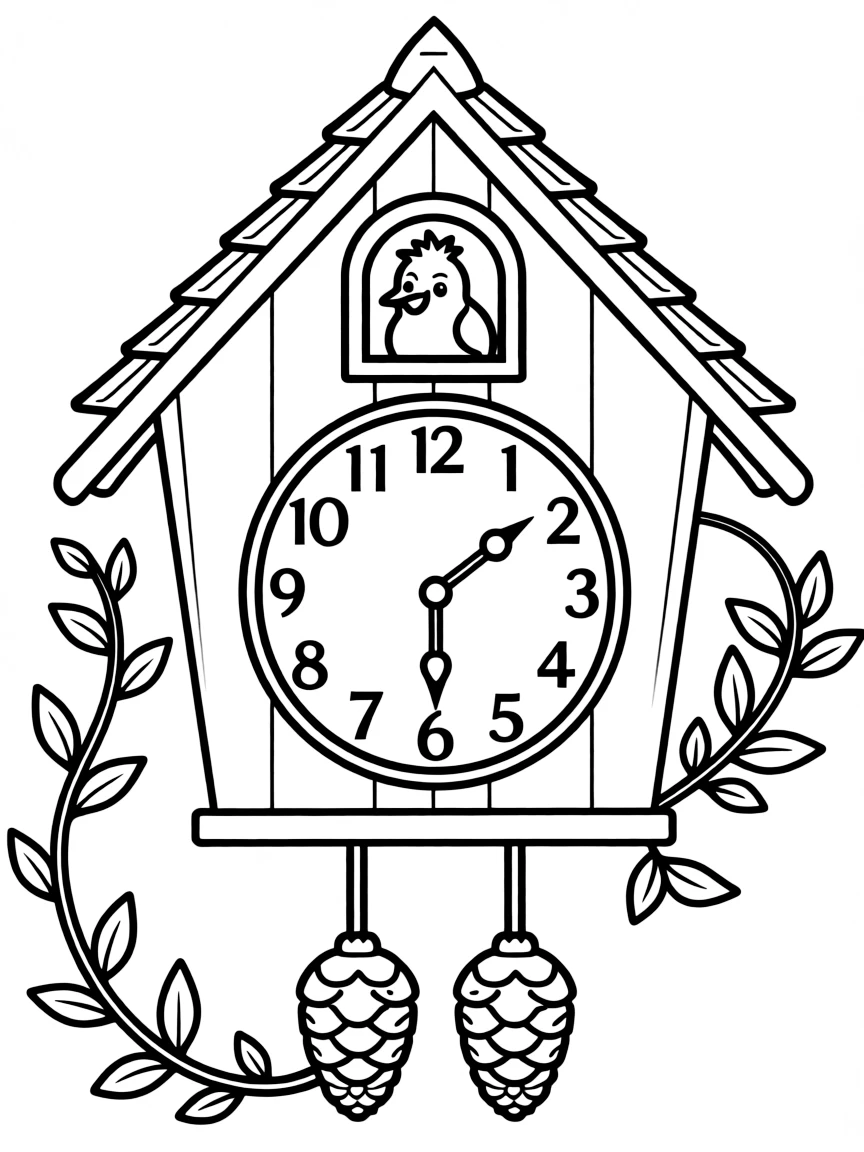 A cute drawing of a cuckoo clock.