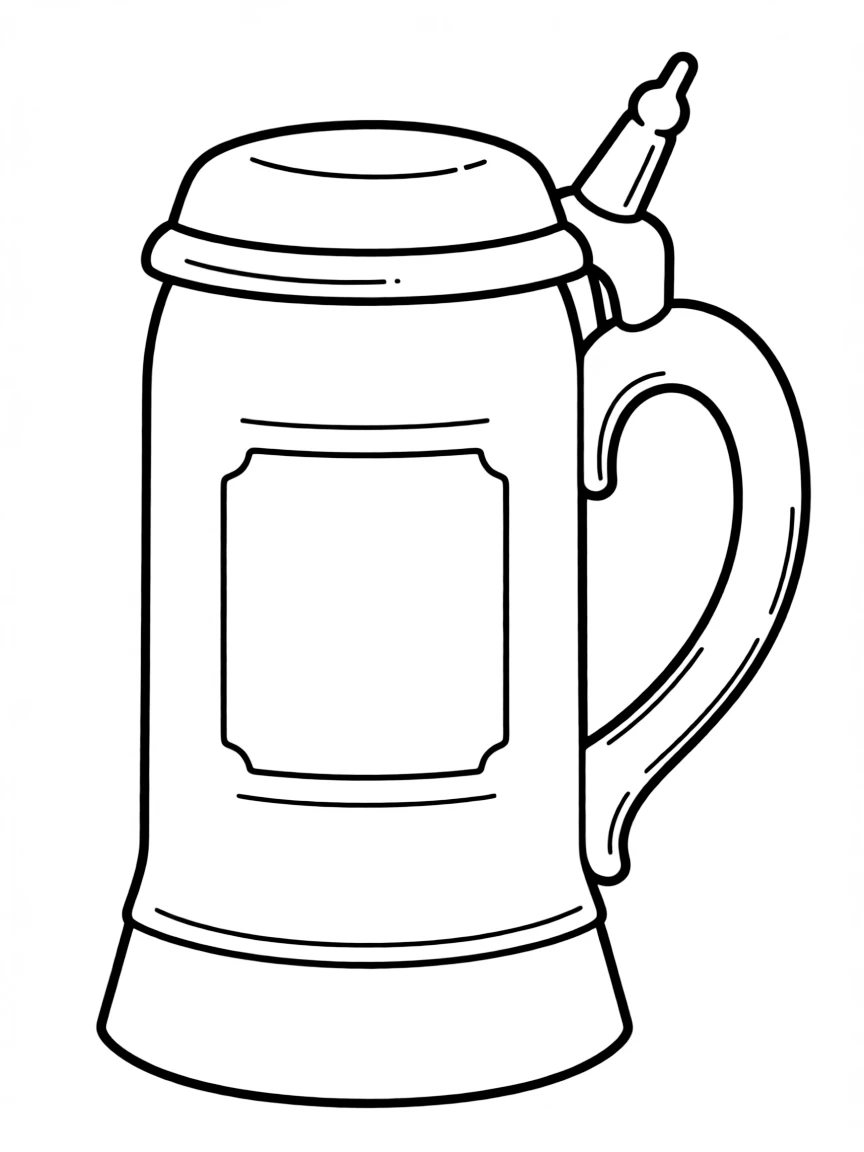 A simplified drawing of a beer stein.