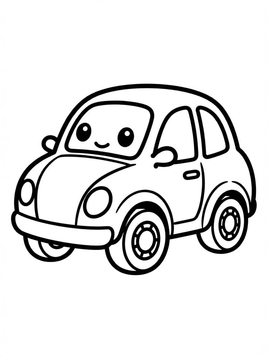 A cute drawing of a small car.