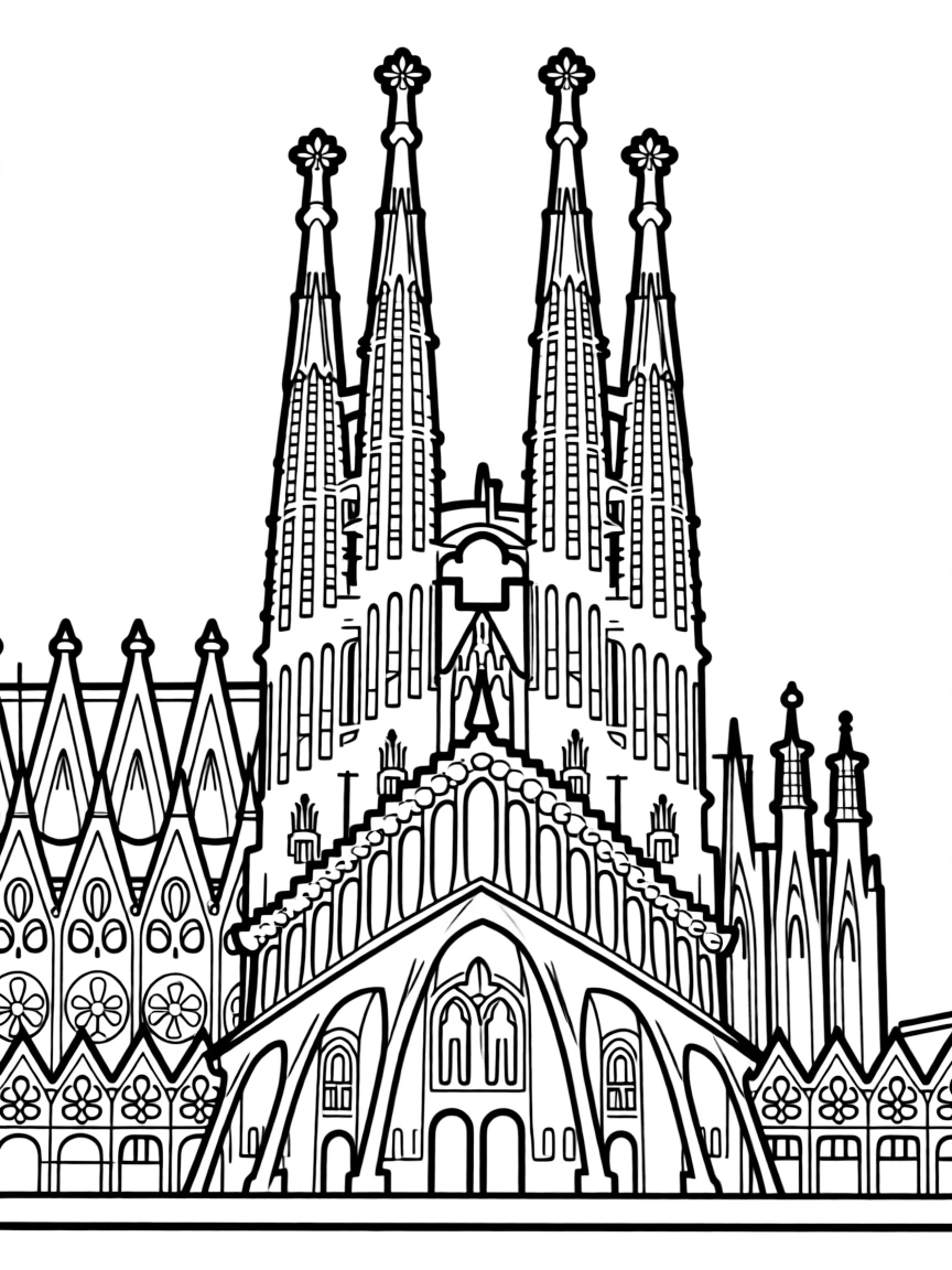 A simple outline of the Sagrada Familia, Barcelona, Spain.