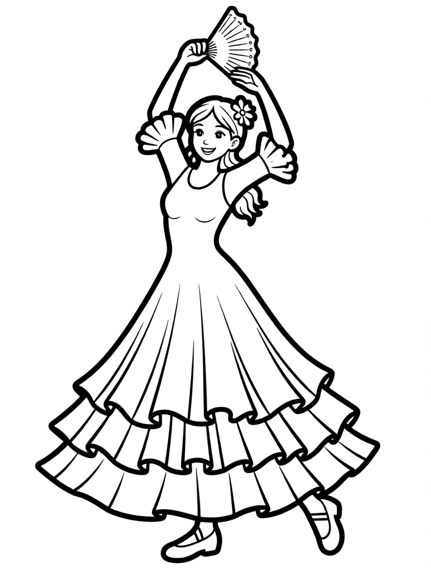 A simplified drawing of a flamenco dancer.