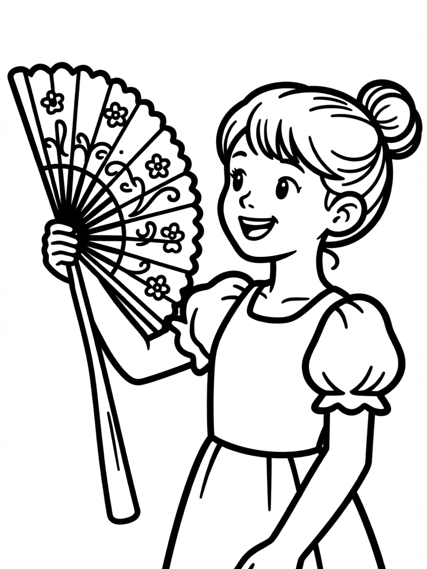 A cute drawing of a Spanish fan.