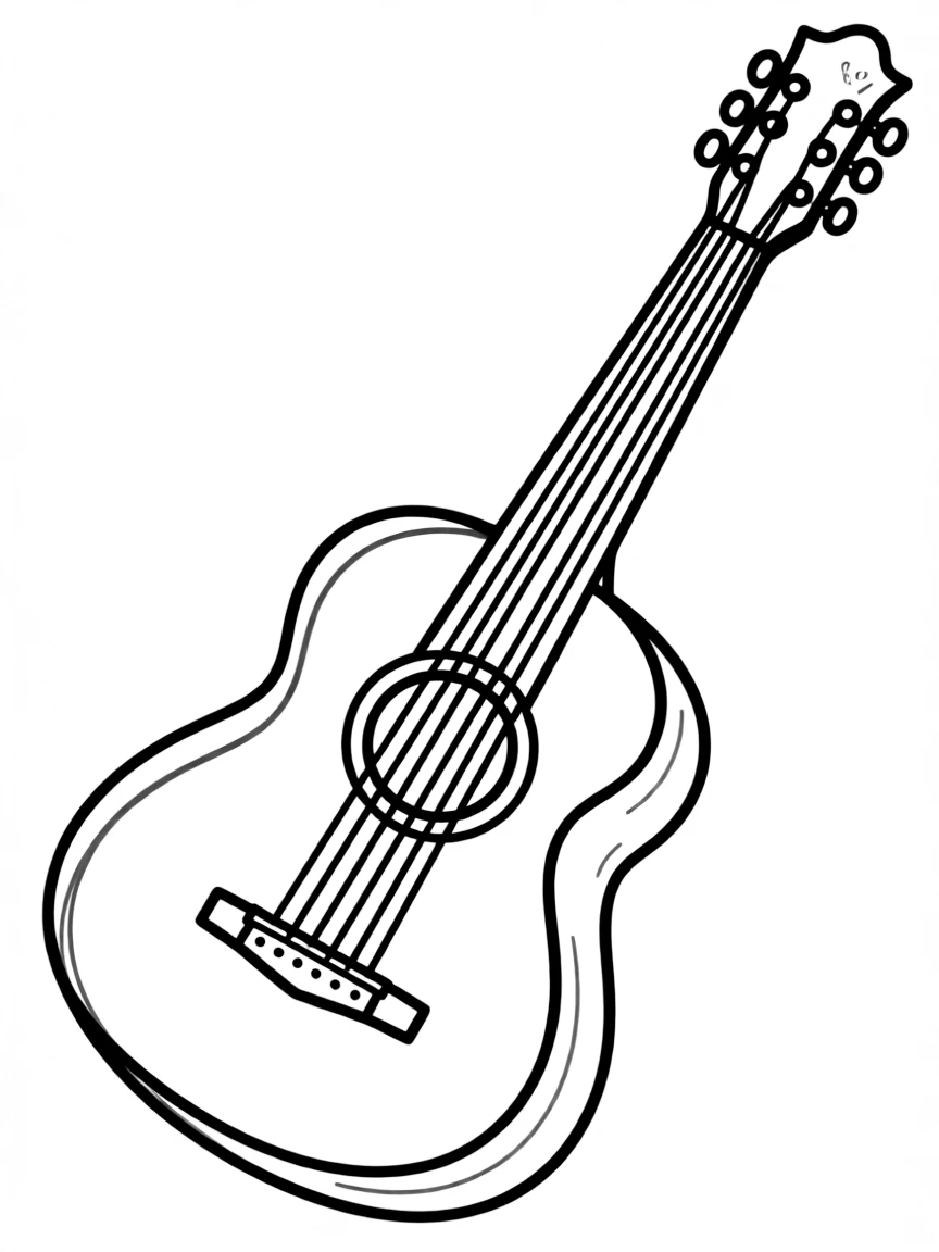 A simple outline of a guitar.