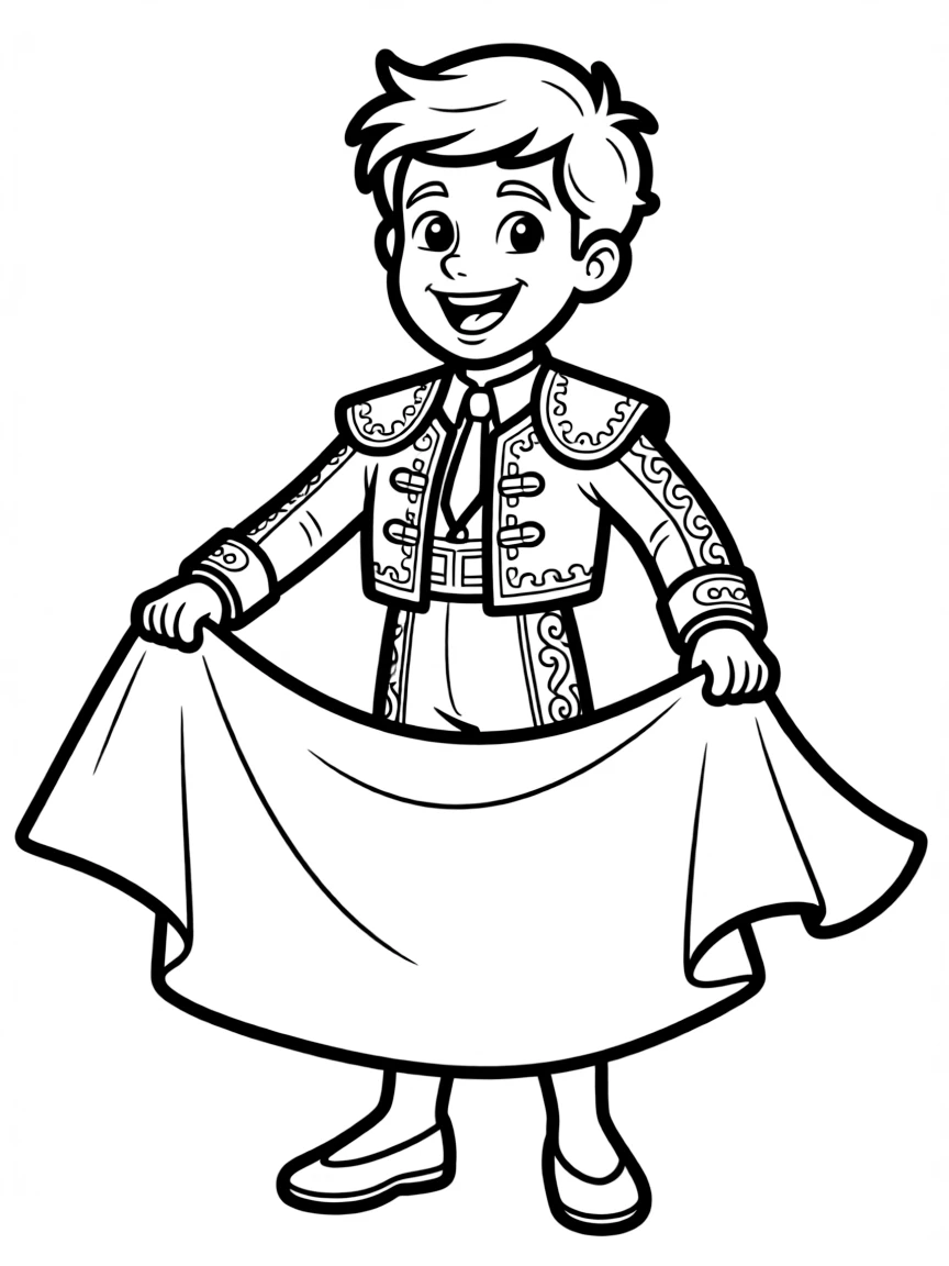 A cartoon-style drawing of a cheerful matador.