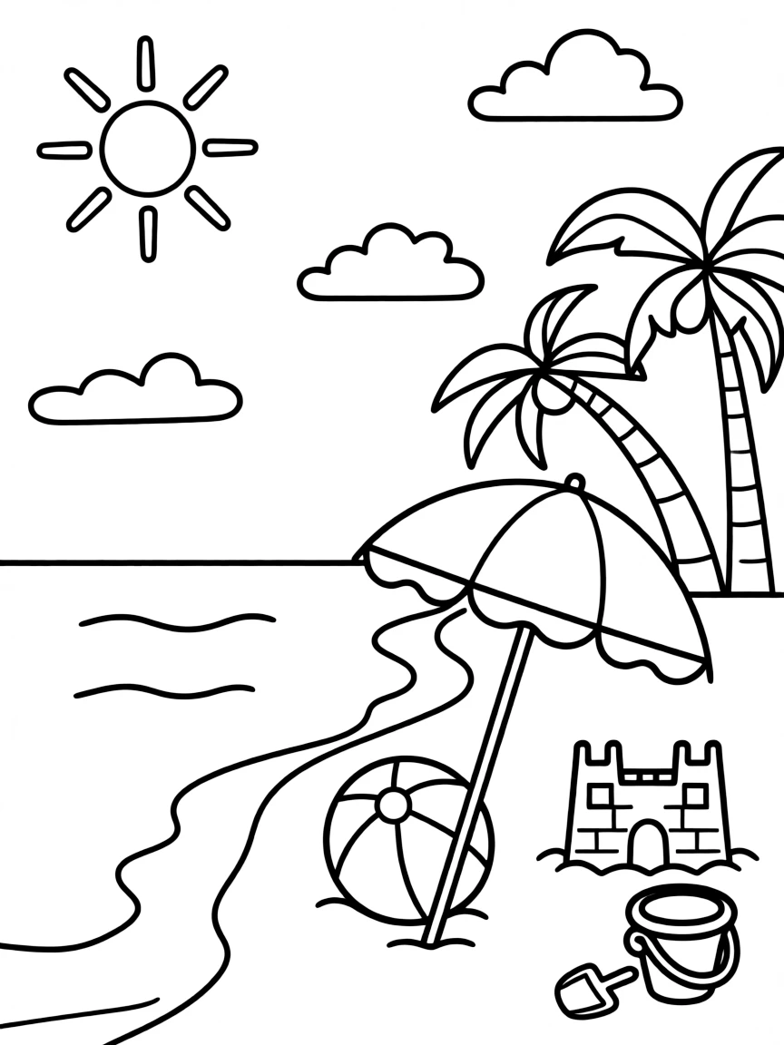 A simple outline of a sunny beach.