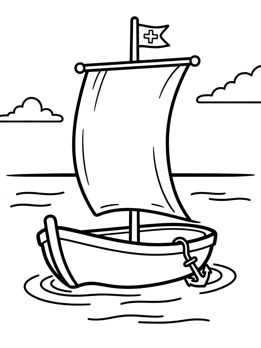 A cute drawing of a small Greek boat.