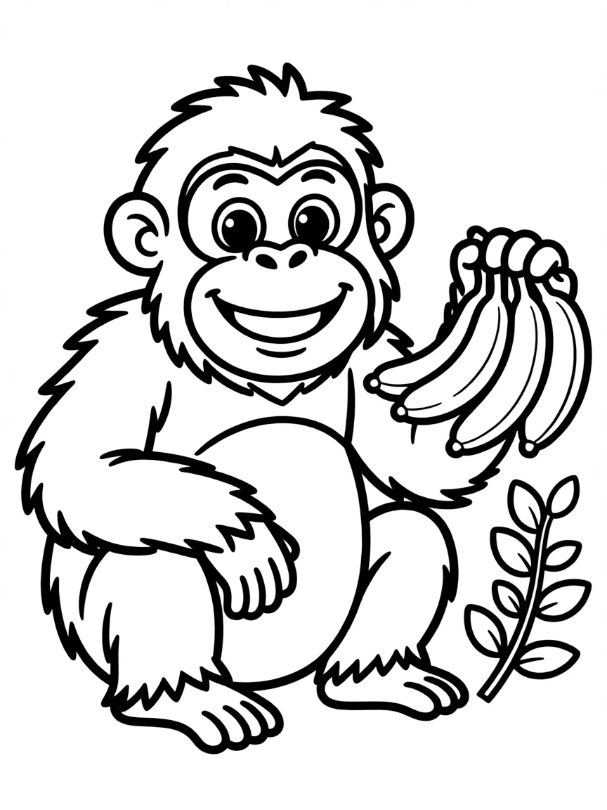 A cartoon-style drawing of a friendly orangutan.