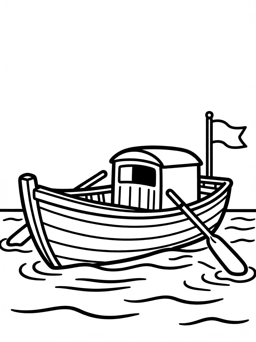 A simplified drawing of a traditional boat.