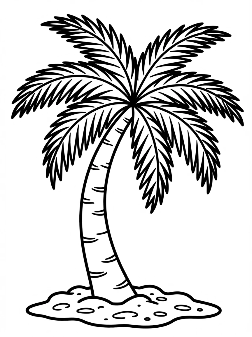 A simple outline of a palm tree.