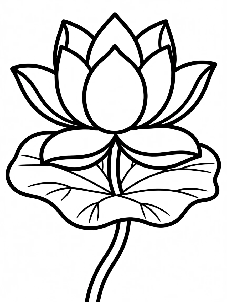 A simplified drawing of a lotus flower.