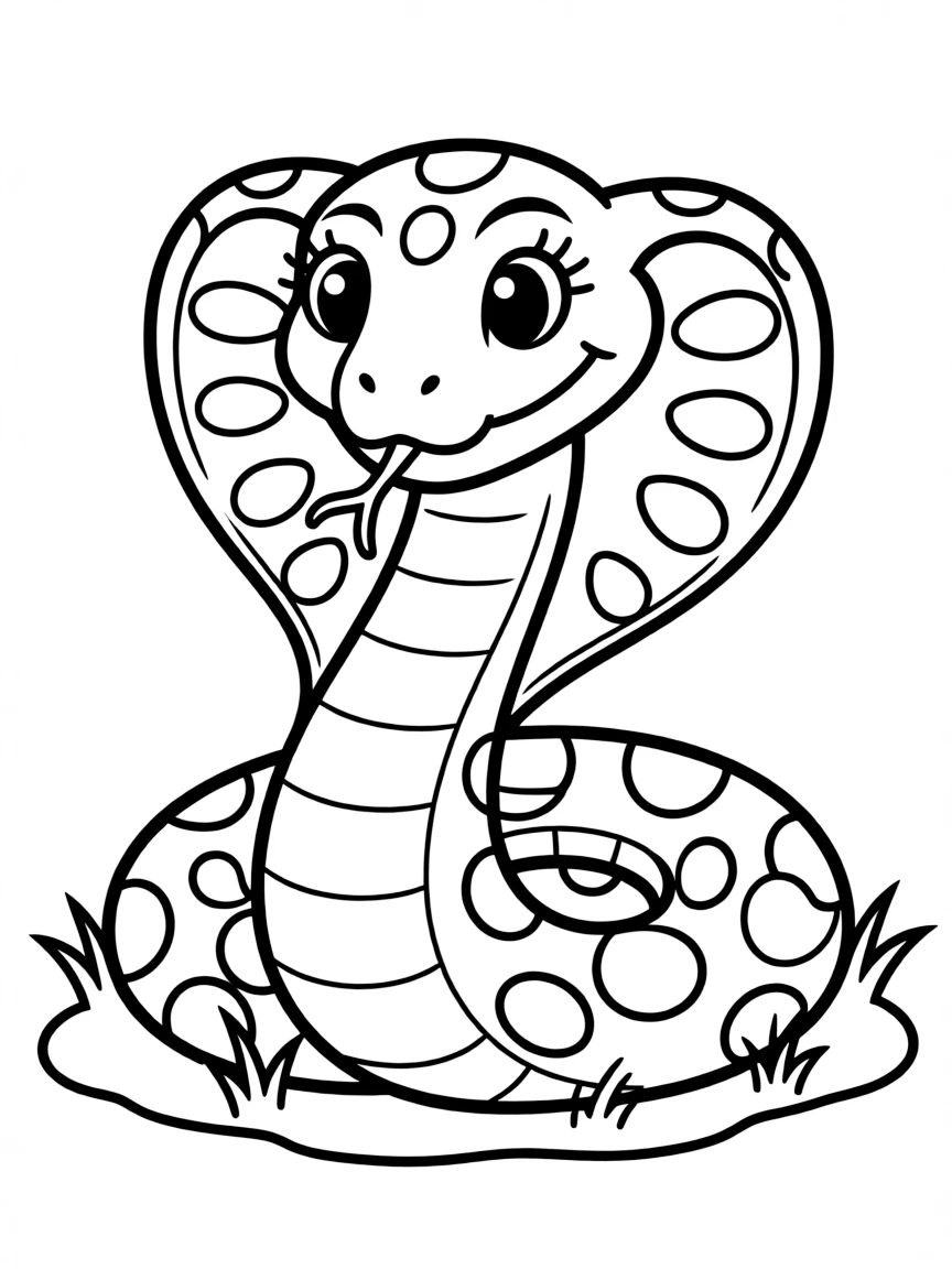 A cute drawing of a cobra.