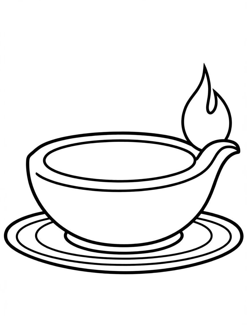 A simple outline of a traditional Indian lamp.