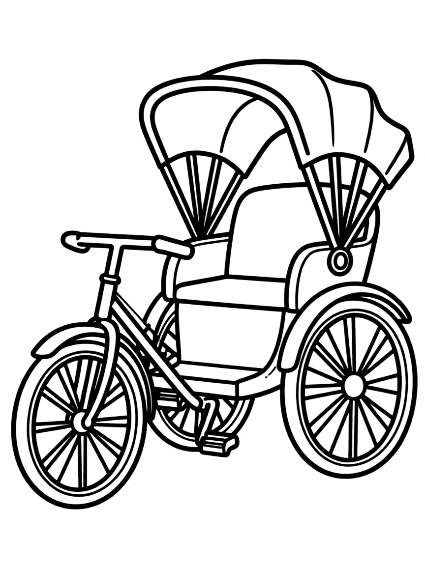 A drawing of a simplified rickshaw.