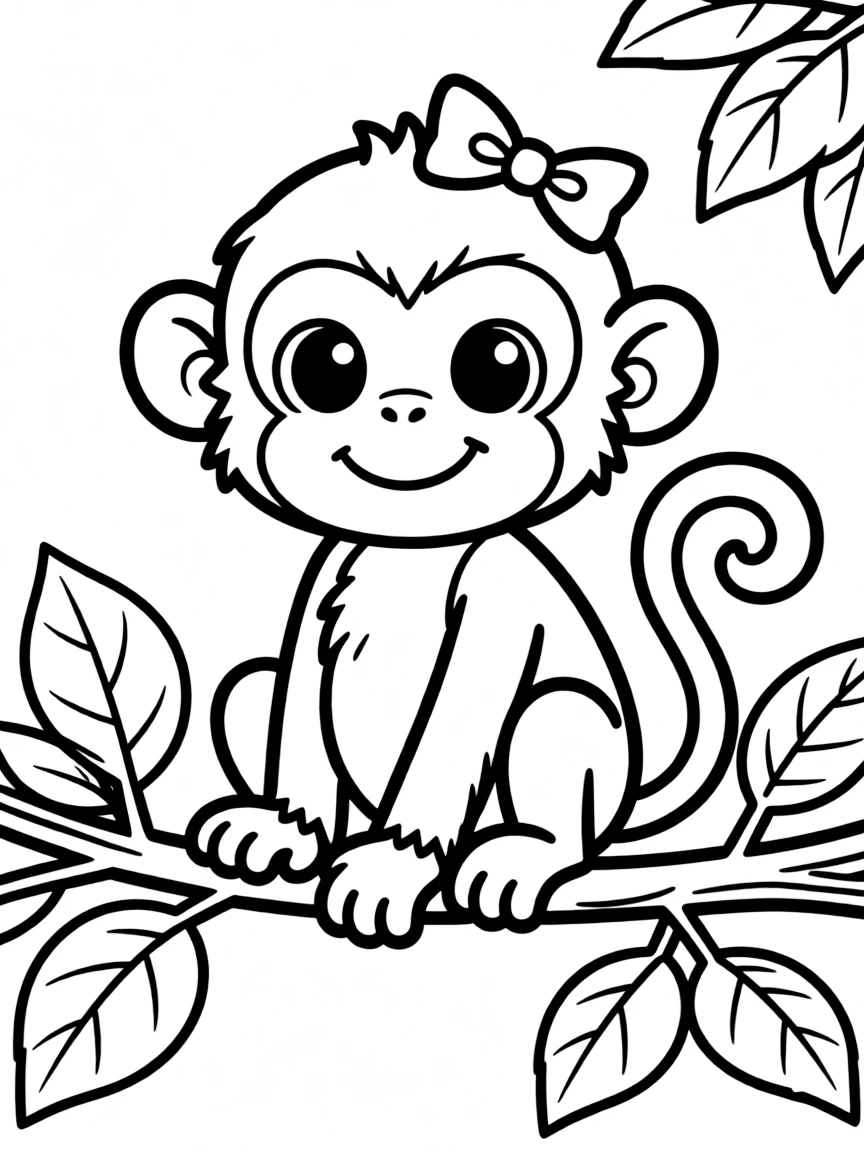A cute drawing of a small monkey.