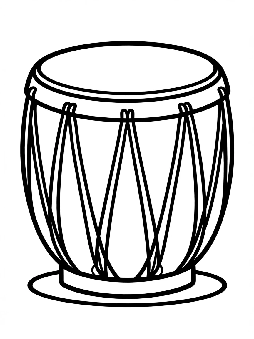 A simple outline of an Indian drum.