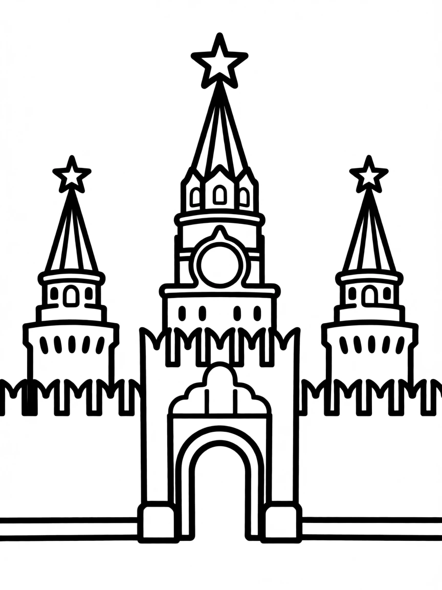 A simple outline of the Kremlin, Moscow, Russia.