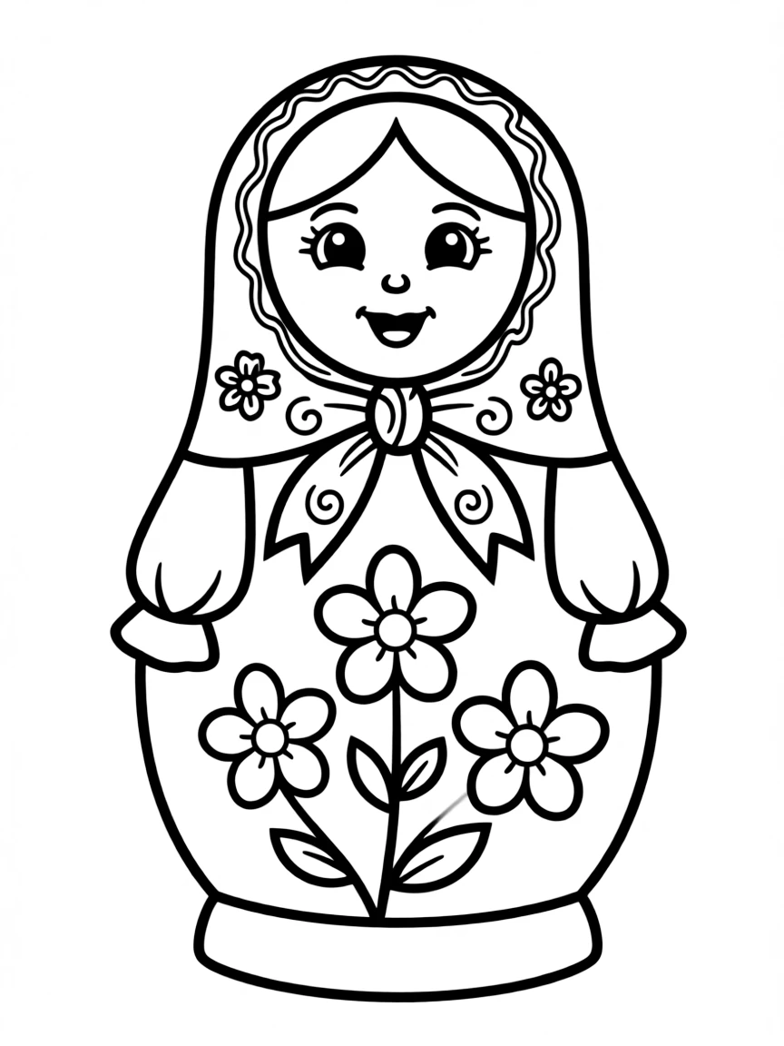 A simplified drawing of a Matryoshka doll.