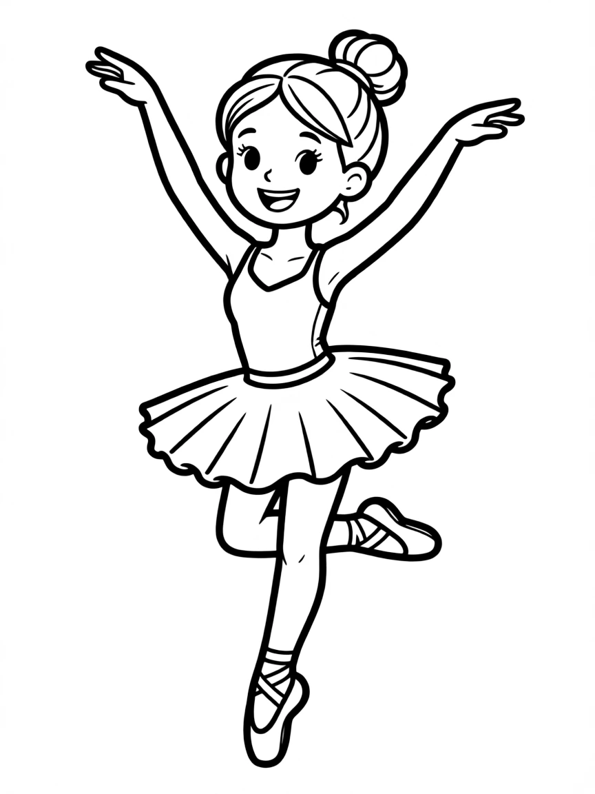 A cartoon-style drawing of a cheerful ballet dancer.