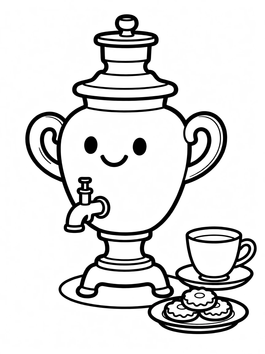 A cute drawing of a small samovar.