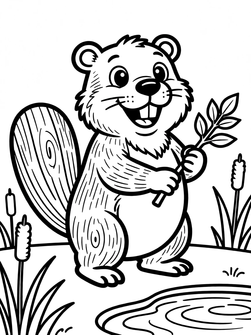 A cartoon-style drawing of a friendly beaver.