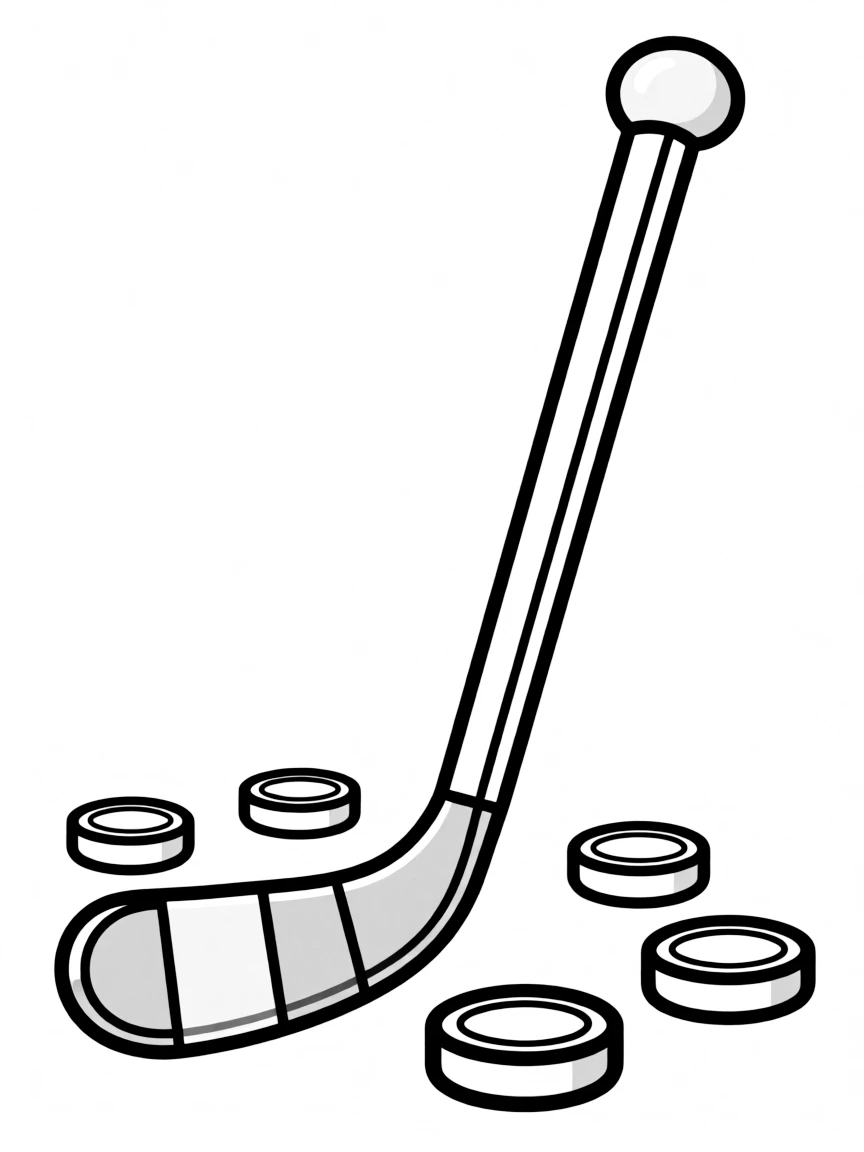 A cute drawing of a hockey stick.