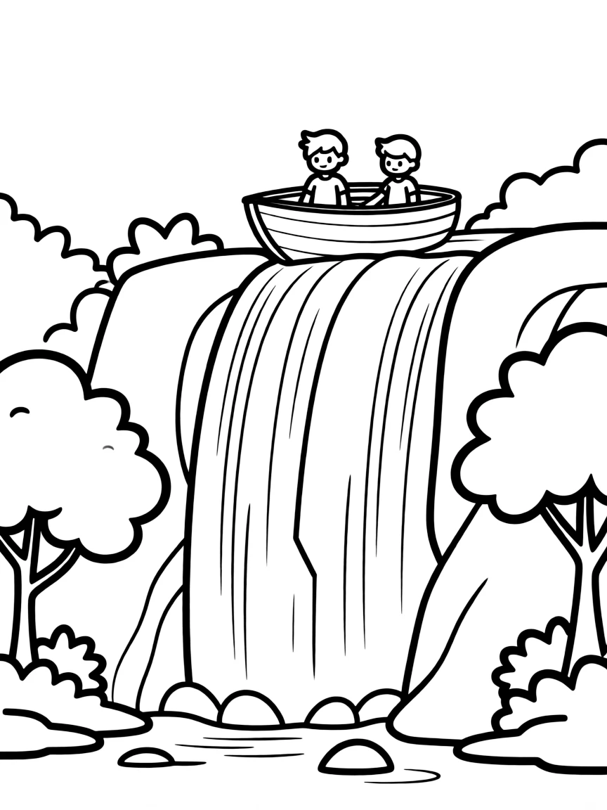 A drawing of a simplified Niagara Falls.