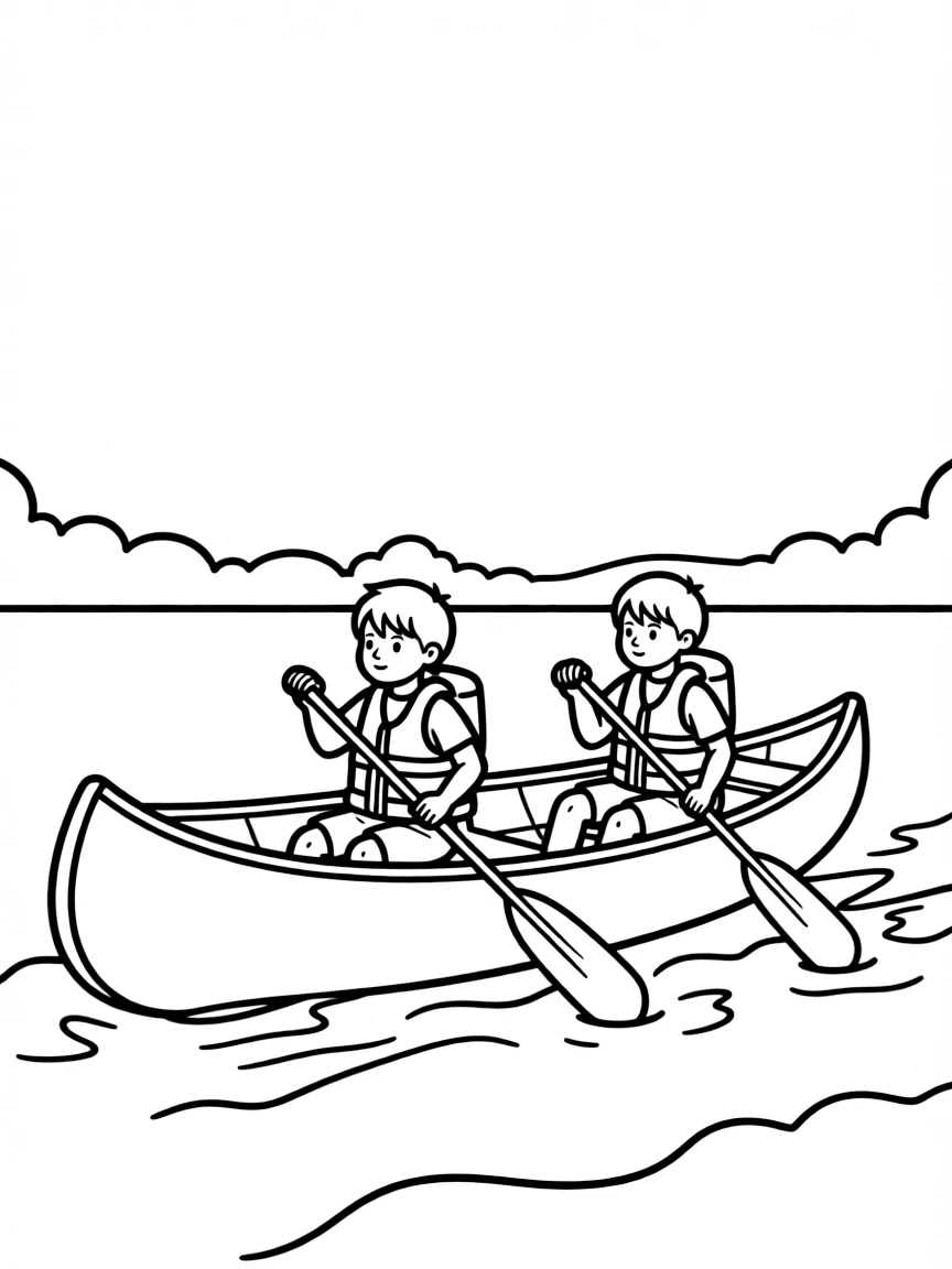 A simplified drawing of a canoe.