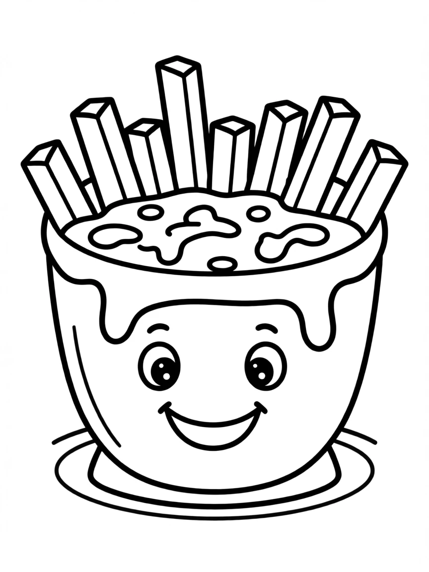 A cute drawing of a poutine.